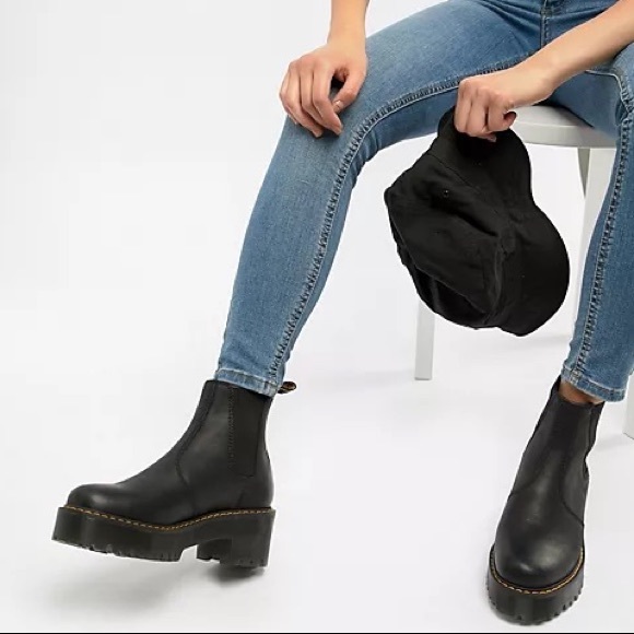 Dr. Martens | Shoes | Dr Martens Rometty Black Leather Chelsea Platform  Chunky Boots Size | Poshmark